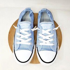 Converse Shoreline Shoes Womens 8 Light Blue Slip On Sneakers Cinch Heel